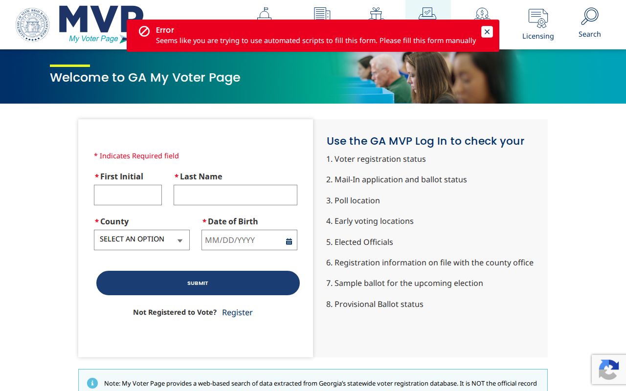 Georgia My Voter Page registration lookup serving Cobb County