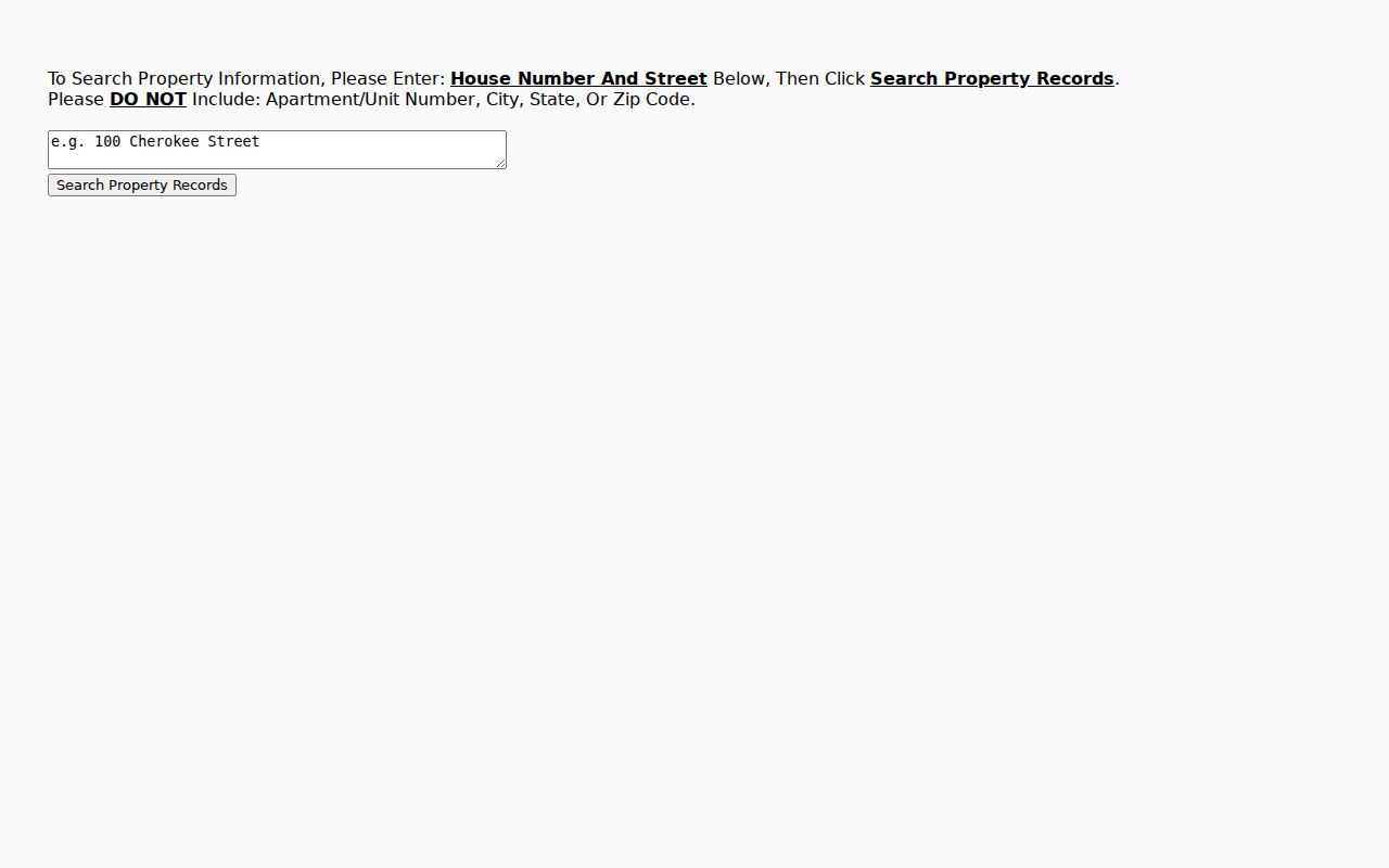 Cobb County address property search fields